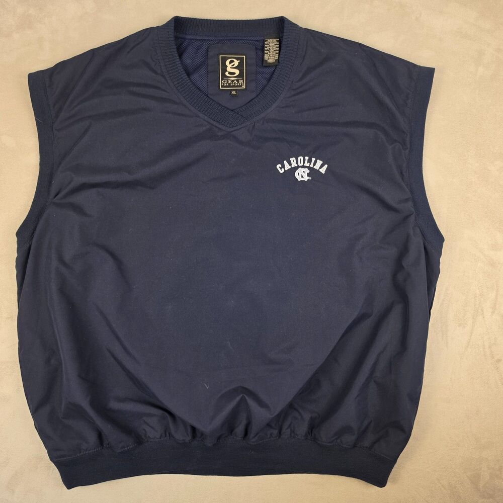 Vintage Nike UNC North Carolina Sweater Vest Polyester Men's XXL Navy Blue Golf